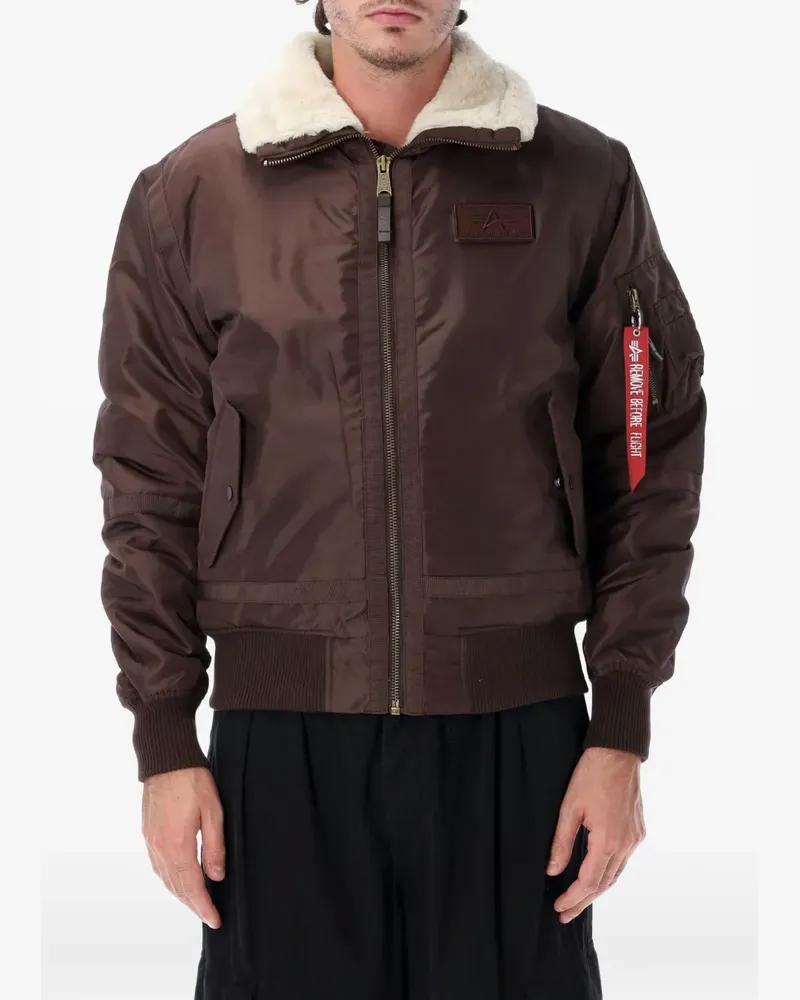 Alpha Industries B-15 III TT faux-shearling collar bomber jacket - Braun Braun