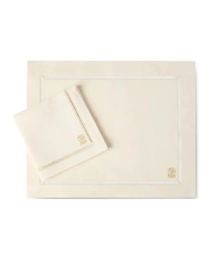 Brunello Cucinelli Tischsets und Servietten mit Logo-Stickerei (2er-Set) - Nude Nude