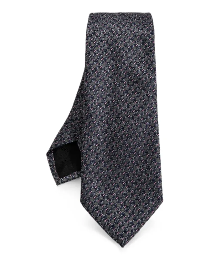 Ferragamo Seidenkrawatte mit Gancini-Muster - Grau Grau