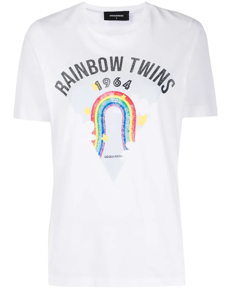 Dsquared2 T-Shirt mit Regenbogen-Print - Weiß Weiß