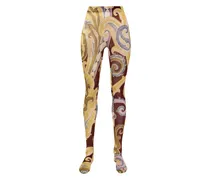 x ETRO Strumpfhose mit Barock-Print - Rot