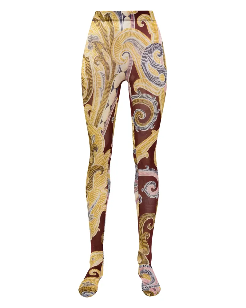 Wolford x ETRO Strumpfhose mit Barock-Print - Rot Rot