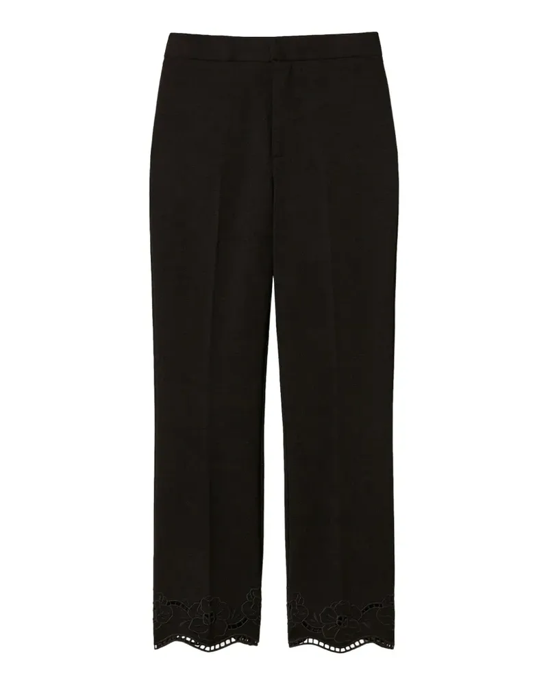 Twin-Set straight trousers with broderie anglaise - Schwarz Schwarz