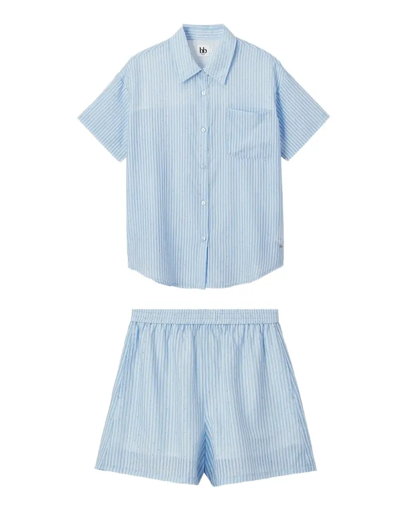 b+ab striped shirt ad shorts set - Blau Blau