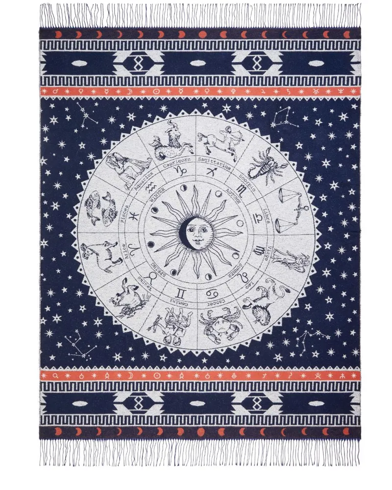 Gewebte Astrology Wheel Decke - Blau