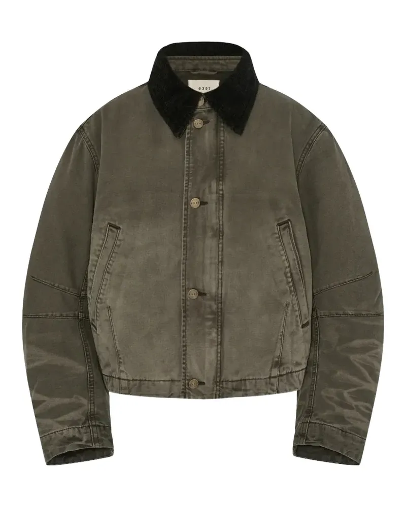 6397 Flight Jacke mit Cordkragen - Grün Grün