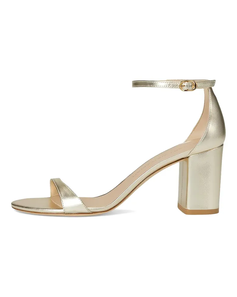 Stuart Weitzman Nudist Block 75 ankle-strap block heeled sandals - Gold Gold