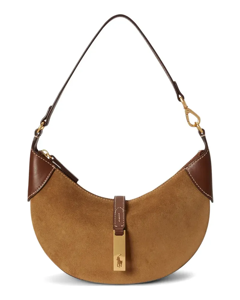 Ralph Lauren Mini Polo ID Schultertasche aus Wildleder - Nude Nude