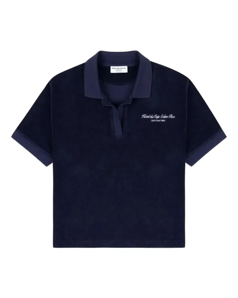SPORTY & RICH Poloshirt aus Frottee - Blau Blau