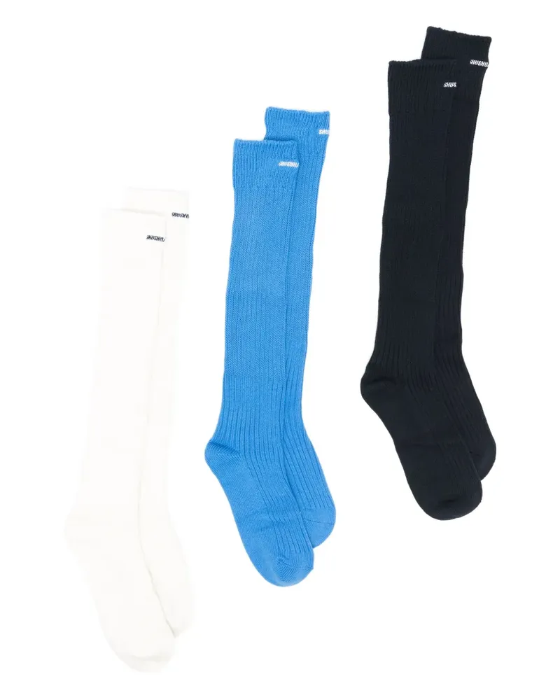 SHUSHU/TONG Gerippte Socken (3er-Set) - Schwarz Schwarz