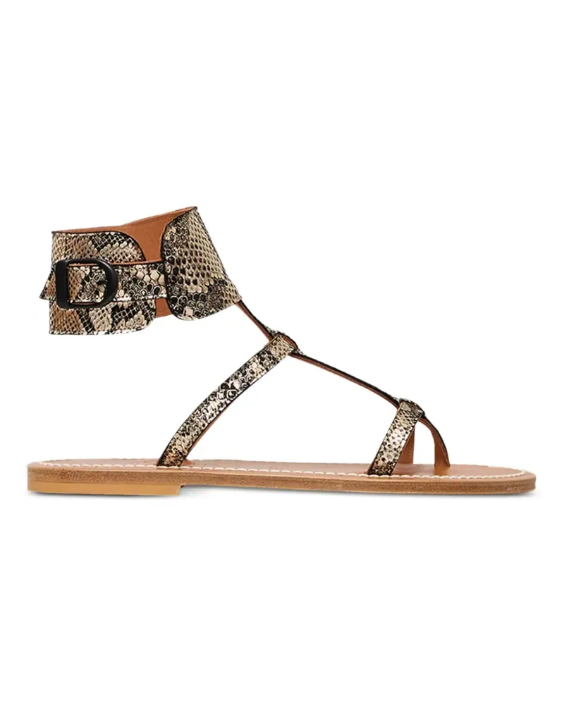 K.Jacques  Caravelle snakeskin-effect leather flat sandals - Gold Gold