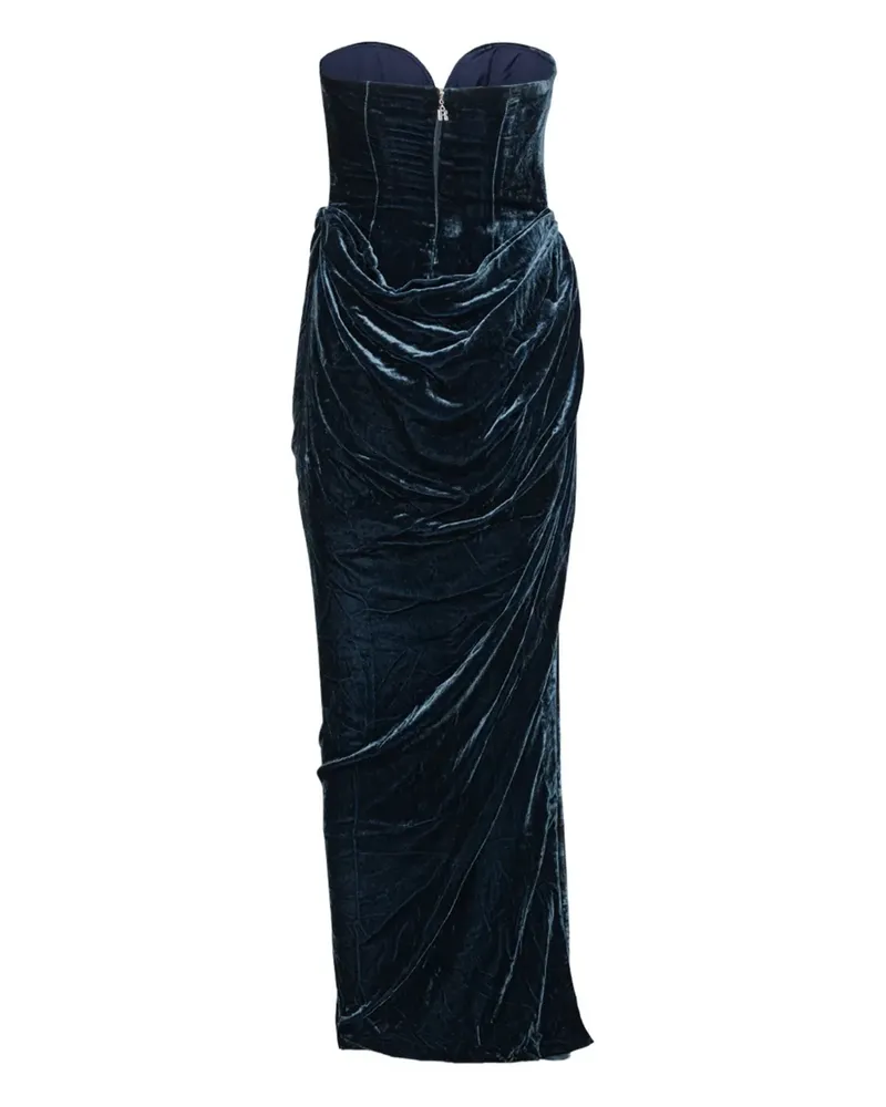 ROTATE Birger Christensen Maxikleid aus Samt mit Schlitz - Blau Blau