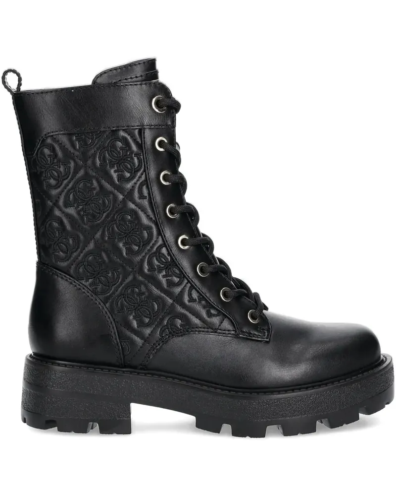 Guess Schnürstiefel mit Logo-Steppung - Schwarz Schwarz