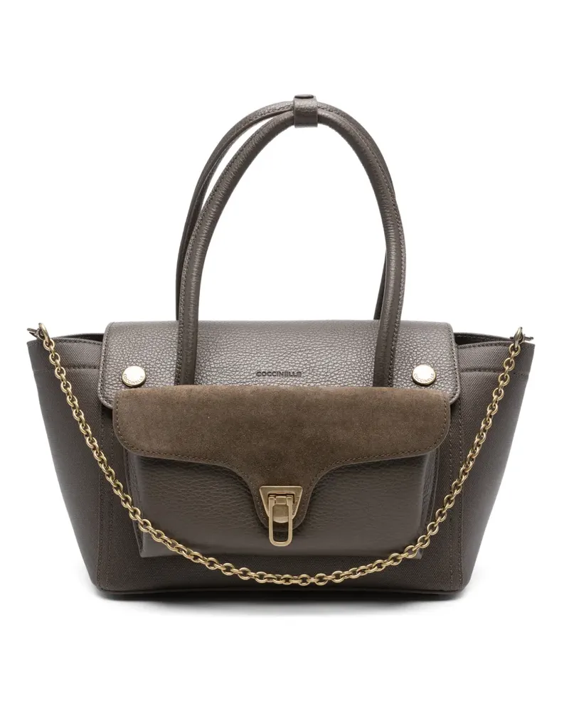 Coccinelle Tote Bag aus gekörntem Leder mit Anhängerdetail - Grün Grün