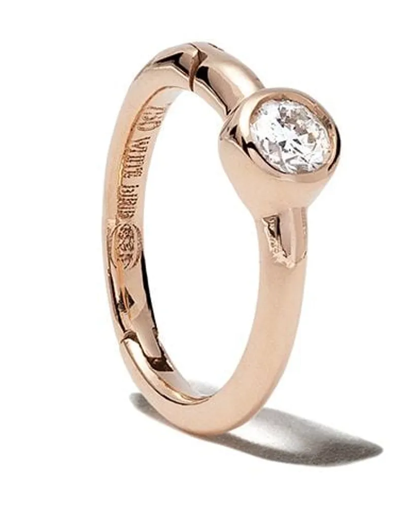 WHITE BIRD 18kt Rotgoldcreole mit einem Diamanten - Rosa Rosa