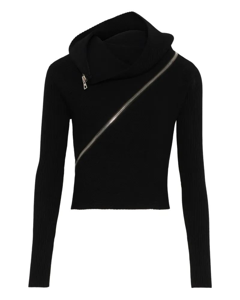 Jean Paul Gaultier ribbed zipped high-neck sweater - Schwarz Schwarz