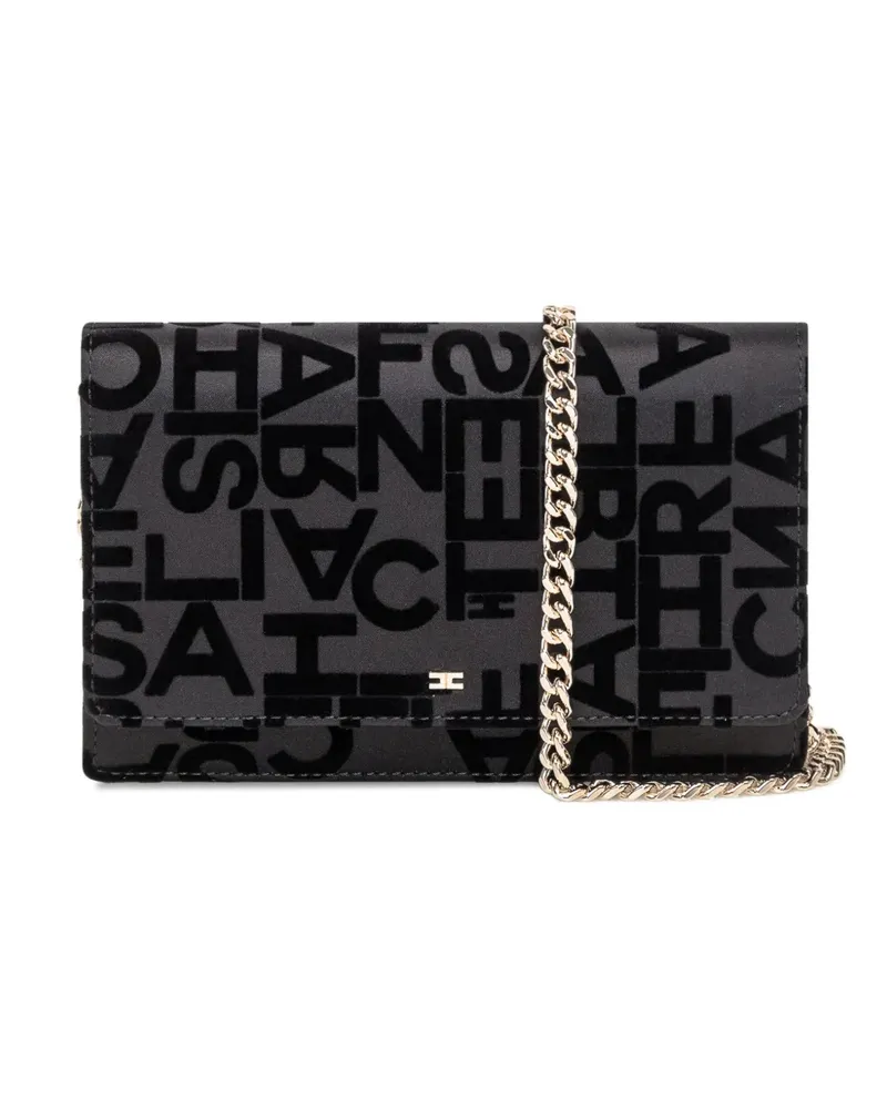 Elisabetta Franchi Clutch mit Logo - Schwarz Schwarz