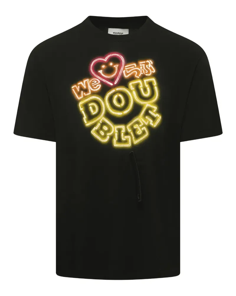 Doublet T-Shirt mit neonfarbenem Print - Schwarz Schwarz