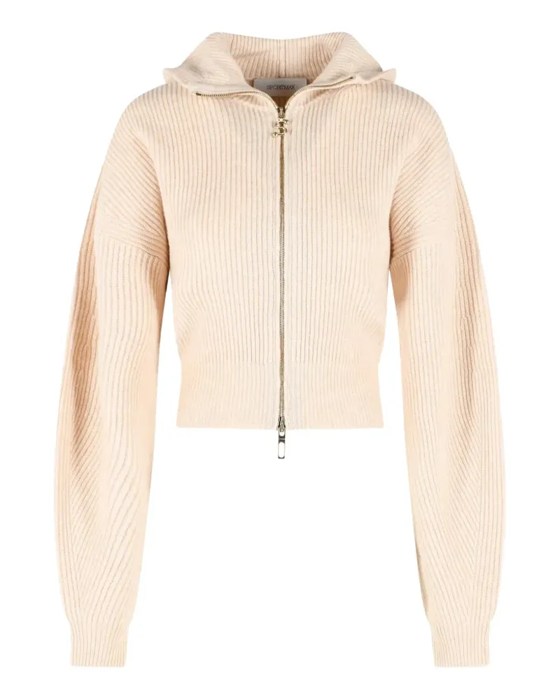 SPORTMAX Gerippter Cardigan mit Kapuze - Nude Nude
