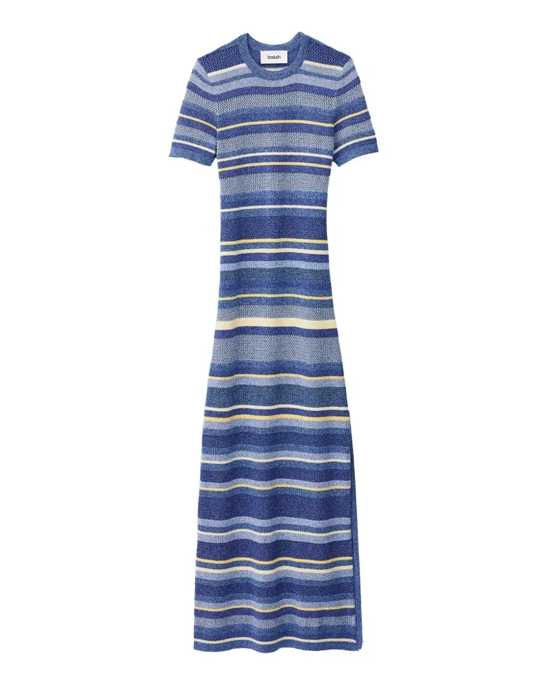 ba&sh Tonnie striped pointelle-knit dress - Blau Blau