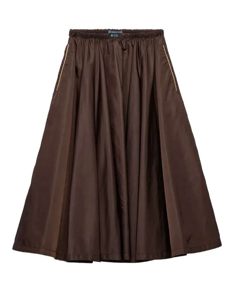 Prada Leichter, geraffter Rock aus Re-Nylon - Braun Braun
