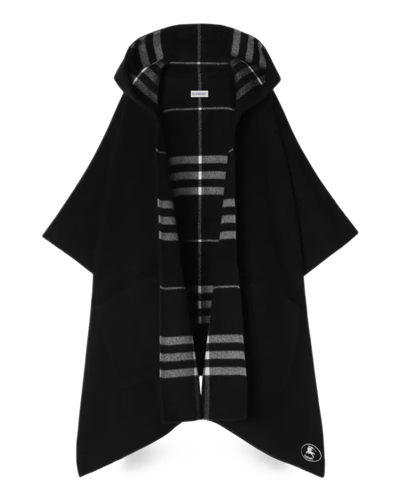 Burberry Check cashmere hooded cape - Schwarz Schwarz