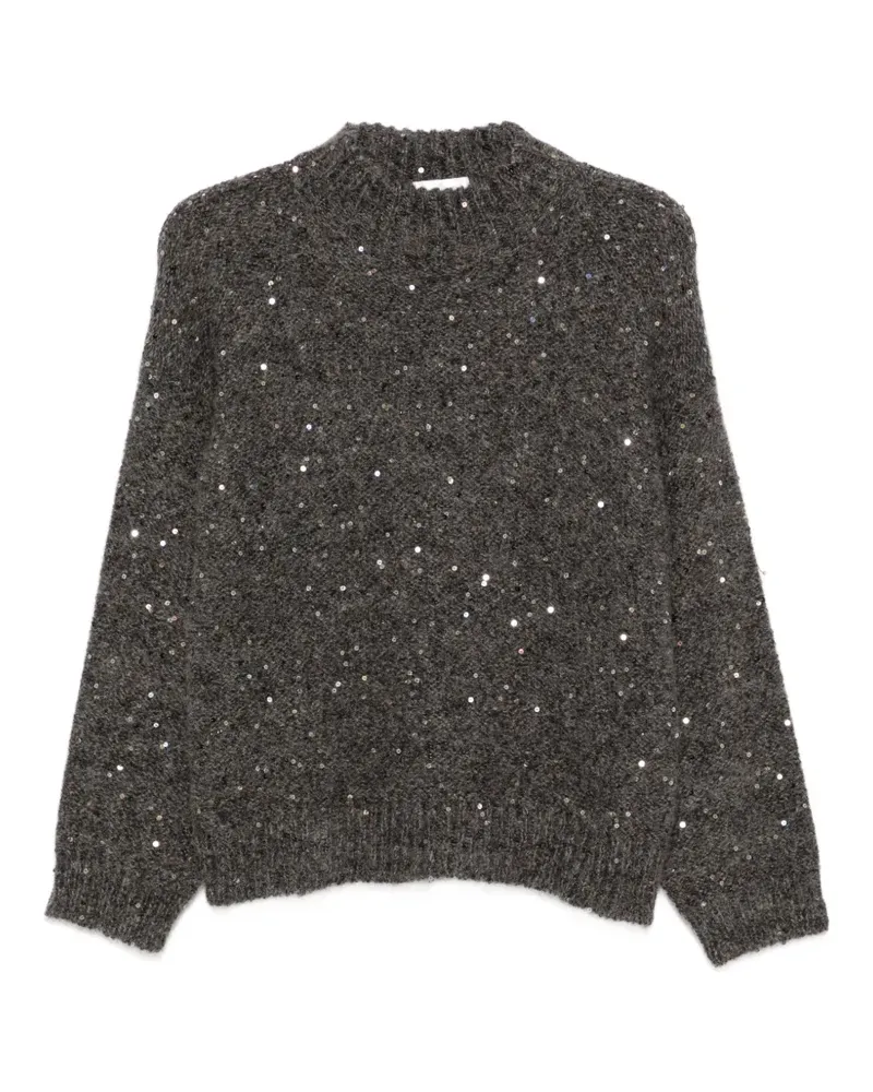PANICALE Cashmere Pullover mit Pailletten - Grau Grau