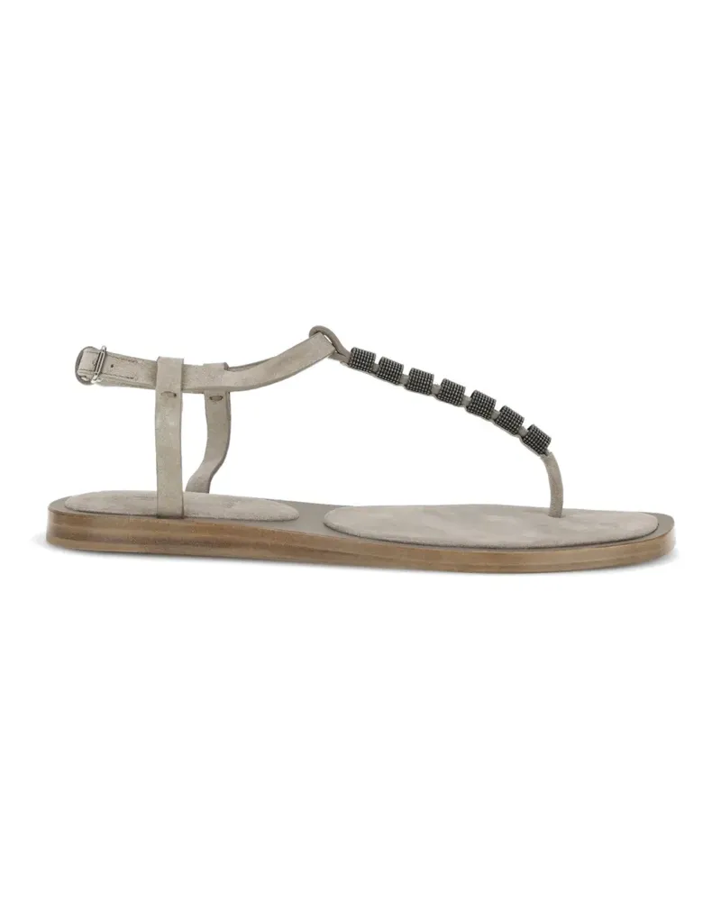 Brunello Cucinelli Sandalen mit Perlenriemen - Grau Grau