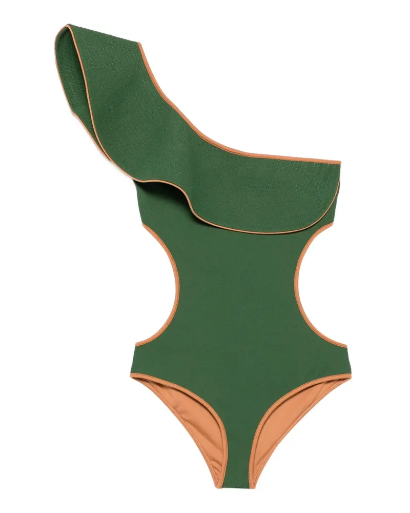 Johanna Ortiz Coastal Dream ruffled-detail swimsuit - Grün Grün