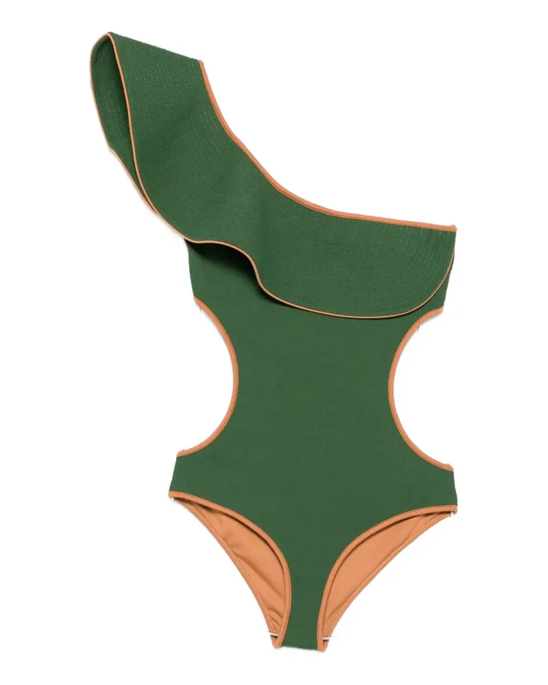 Johanna Ortiz Coastal Dream ruffled-detail swimsuit - Grün Grün