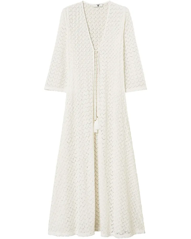 Twin-Set Strandkleid mit Lochstrickmuster - Weiß Weiß