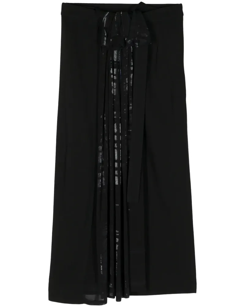 Yohji Yamamoto Midirock mit Falten - Schwarz Schwarz