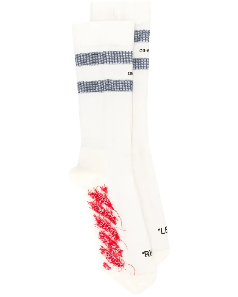 OFF-WHITE Gestreifte Socken - Weiß Weiß