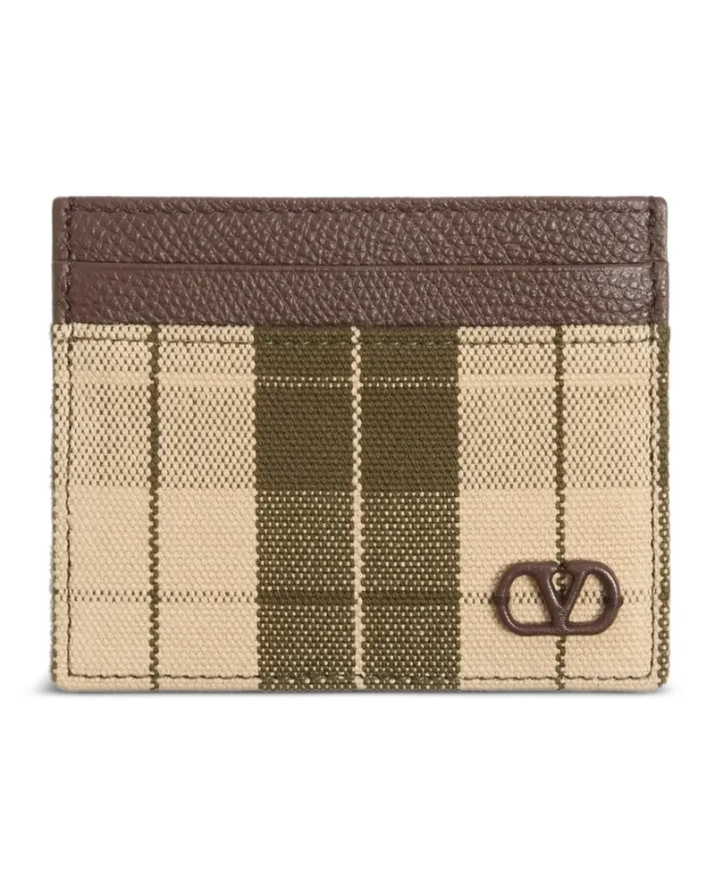 Valentino Garavani VLogo Signature cardholder in checked fabric - Braun Braun