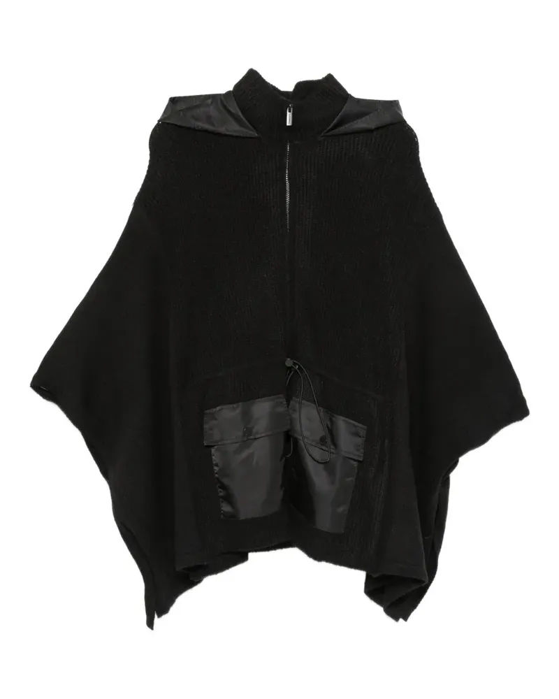 Twin-Set hooded drawstring poncho - Schwarz Schwarz
