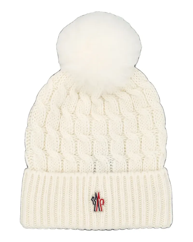 Moncler cable-knit pompom beanie hat - Weiß Weiß