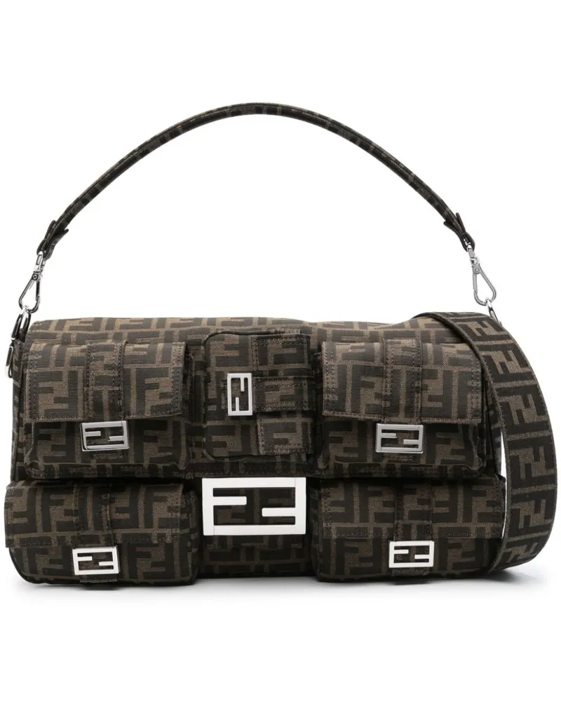 Fendi Maxi Multipocket Baguette Schultertasche - Braun Braun