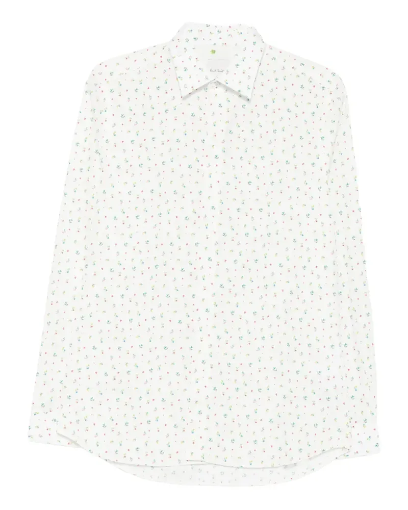 Paul Smith Schmales Hemd mit Blumenprint - Weiß Weiß