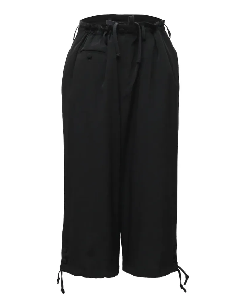Yohji Yamamoto Cropped-Hose mit Kordelzug - Schwarz Schwarz