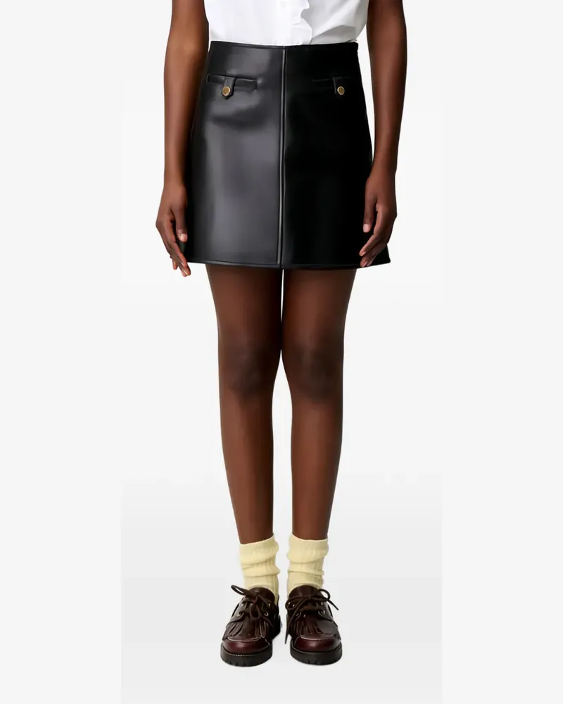 Claudie Pierlot Minirock aus Leder - Schwarz Schwarz