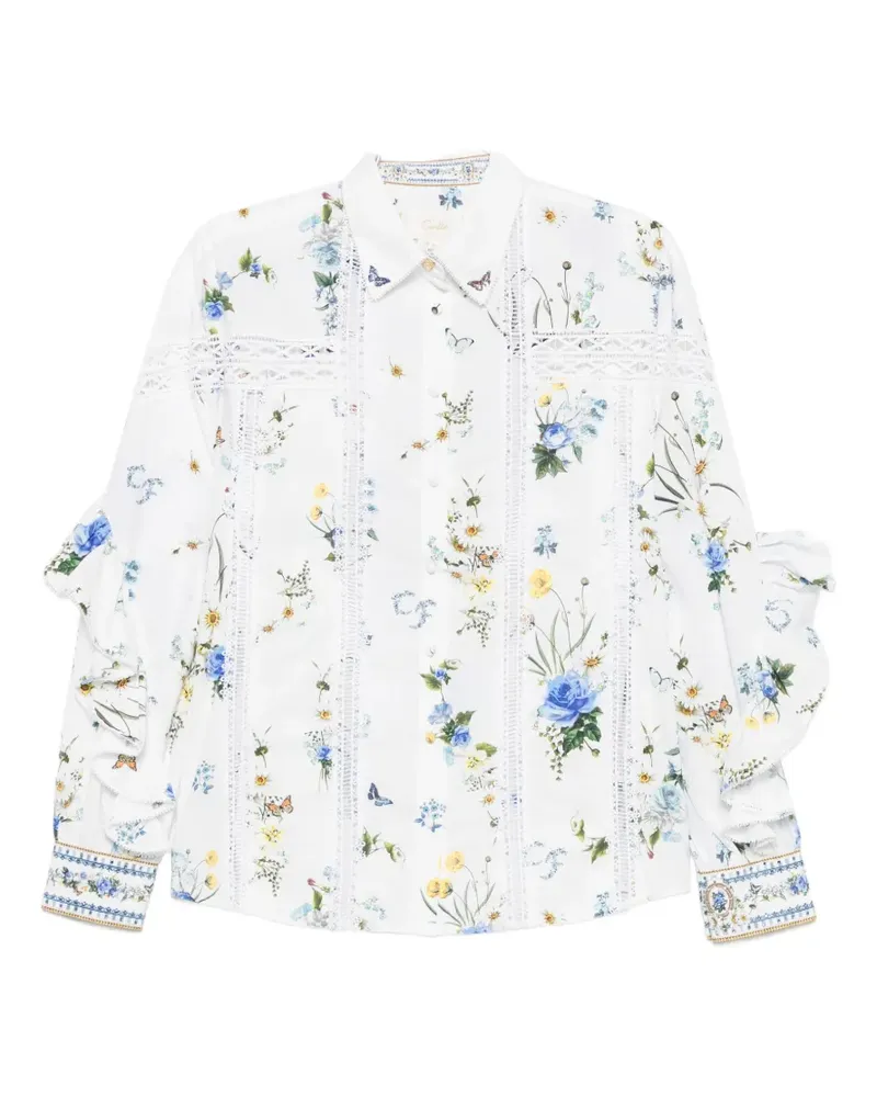 Camilla floral-print ruffled shirt - Weiß Weiß