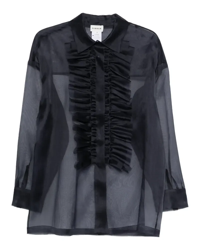 P.A.R.O.S.H. Gerüschtes Shake Hemd - Blau Blau