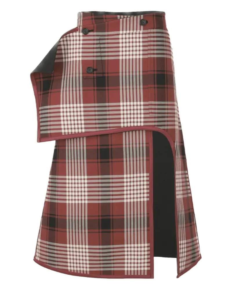 Issey Miyake Karierter Midirock - Rot Rot