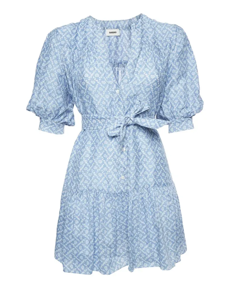 Sandro Emilion heart-print puff-sleeve dress - Blau Blau