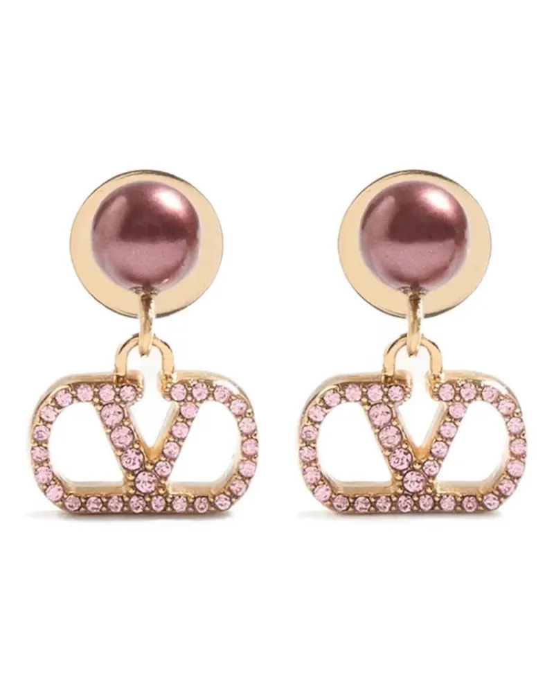 Valentino Garavani VLogo Signature Ohrringe aus Metall, Perlen und Swarovski® Kristallen - Gold Gold