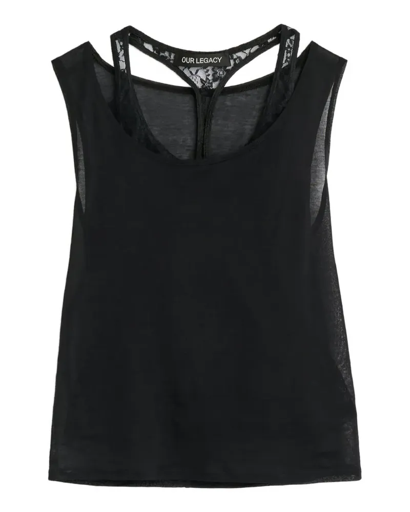 Our Legacy Tanktop mit Spitzenborte - Schwarz Schwarz