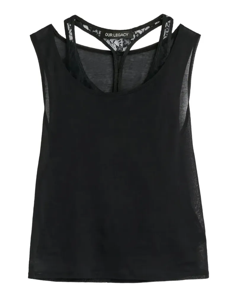 Our Legacy lace-trim tank top - Schwarz Schwarz