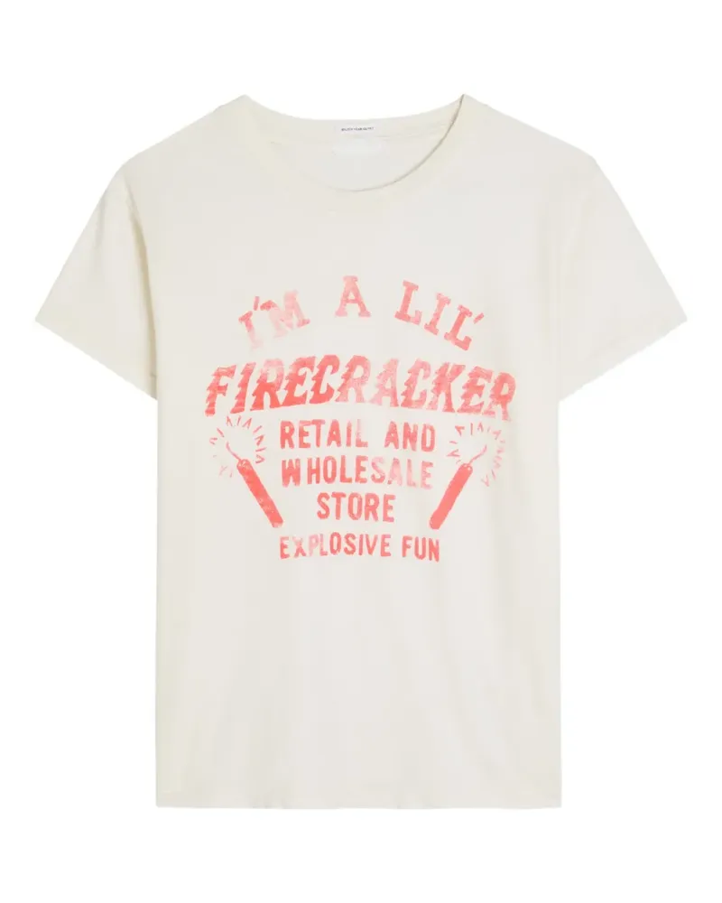 Mother The Boxy Goodie Goodie firecracker graphic T-shirt - Nude Nude