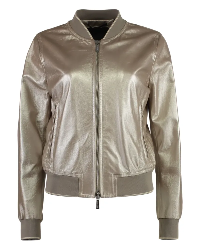 MOORER Lederjacke im Metallic-Look - Gold Gold
