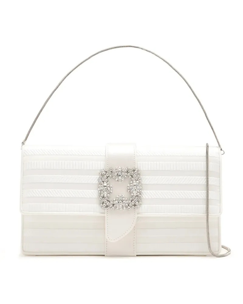 Manolo Blahnik Capri Clutch mit Kristallschnalle - Weiß Weiß